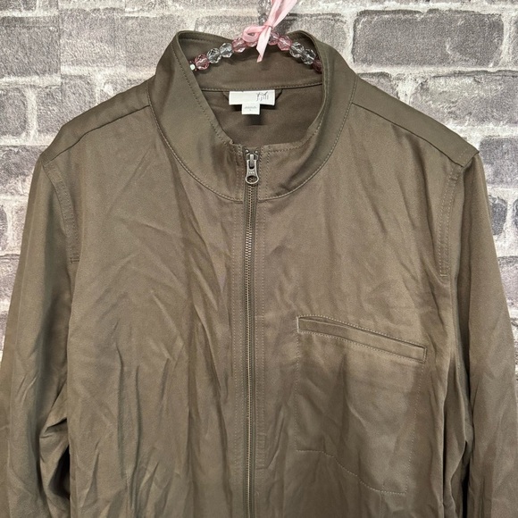 J. Jill Khaki Utility Jacket brown green tencel - Picture 2 of 9